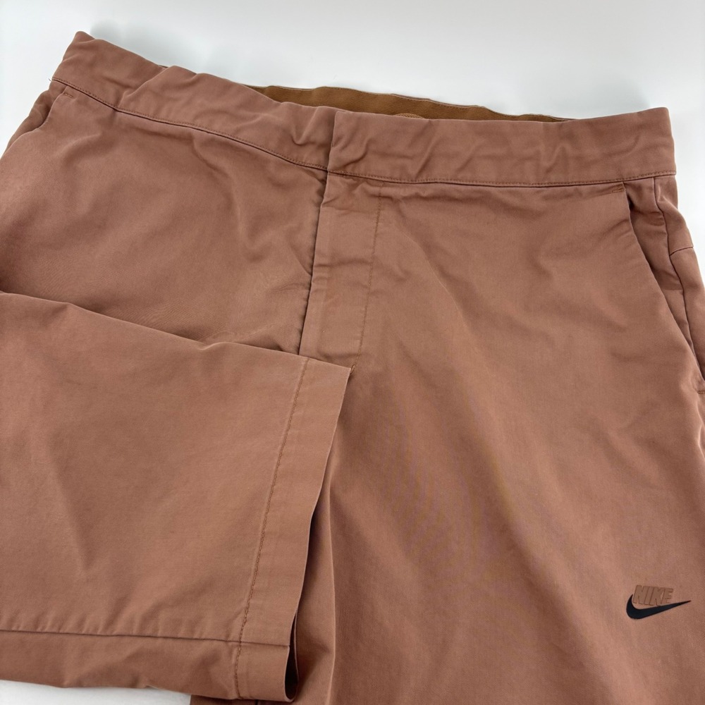 Nike Tech Essentials Chino Pant Men 36 Brown Cropped Tapered Zip Pocket‎ Utility